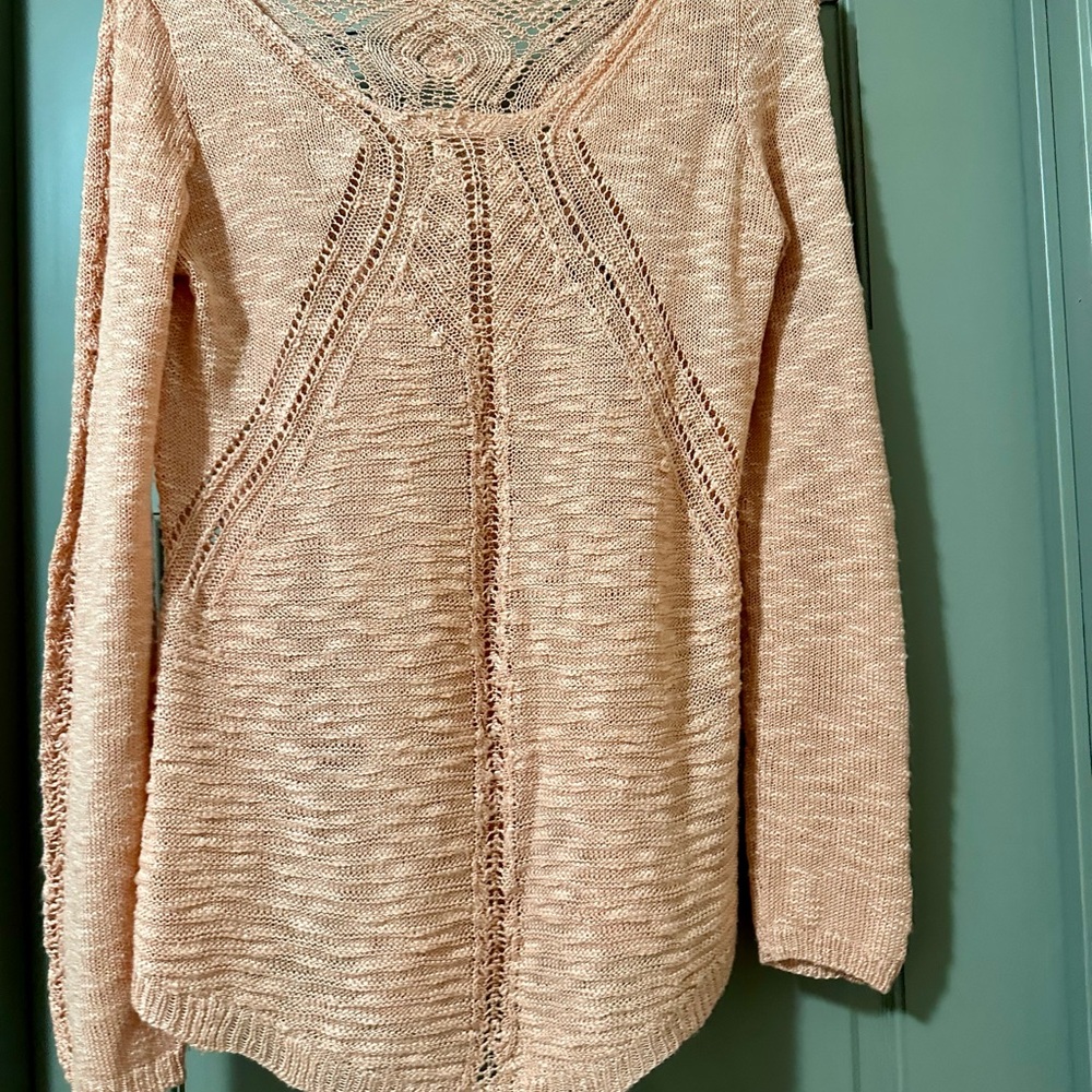 Pink Rose  Knit Sweater Peach Pink Medium